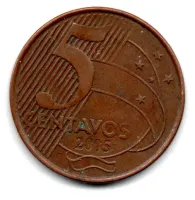 2005 - 5 Centavos - ERRO: Cunho Marcado Data - Moeda Brasil - Foto 2