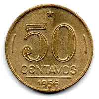 1956 - 50 Centavos - ERRO: Cunho Quebrado - Moeda Brasil - Foto 2