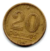 1947 - 20 Centavos - ERRO: Cunho Quebrado - Moeda Brasil - Foto 2