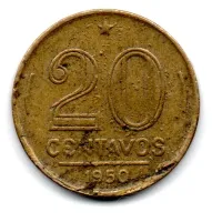 1950 - 20 Centavos - ERRO: Cunho Quebrado - Moeda Brasil - Foto 2