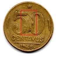1948 - 50 Centavos - ERRO: Cunho Trincado - Moeda Brasil