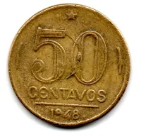 1948 - 50 Centavos - ERRO: Cunho Trincado - Moeda Brasil - Foto 2