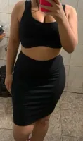 Conjunto feminino Cropped + saia midi canelada - Foto 2