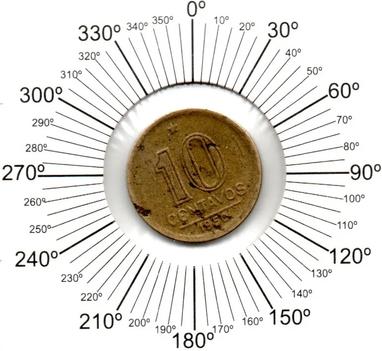 1950 - 10 Centavos - ERRO: Reverso Inclinado - Moeda Brasil