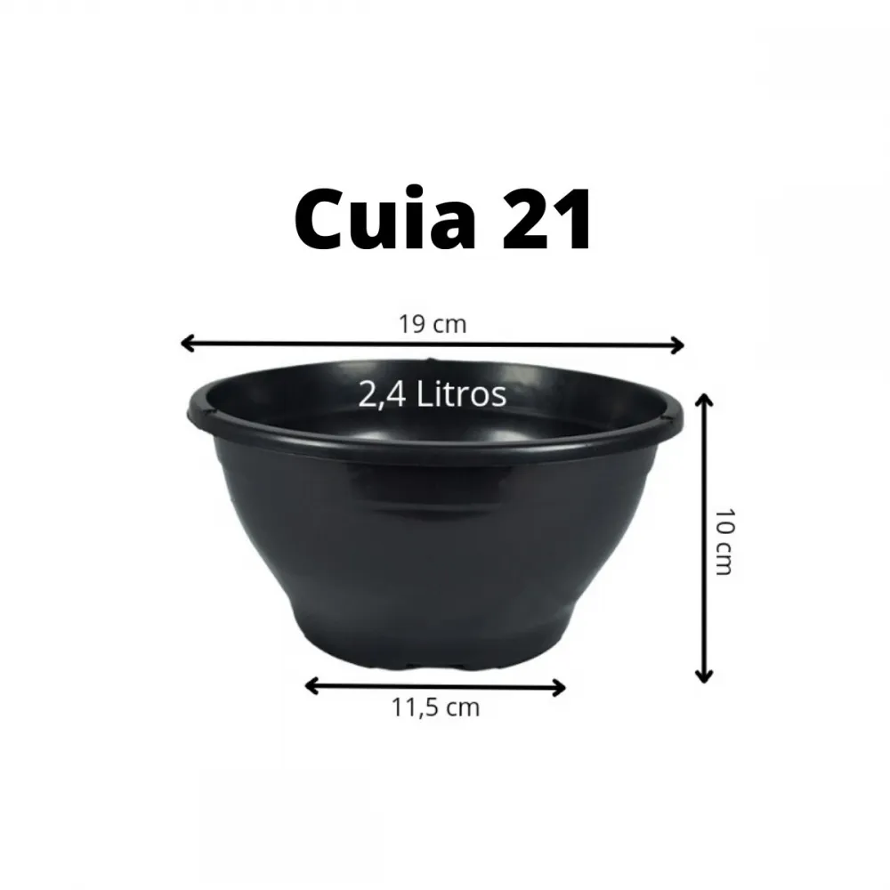 25 Vasos Cuia 21 para suculentas - Preto