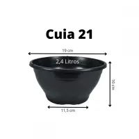 25 Vasos Cuia 21 para suculentas - Preto