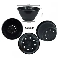25 Vasos Cuia 21 para suculentas - Preto - Foto 2