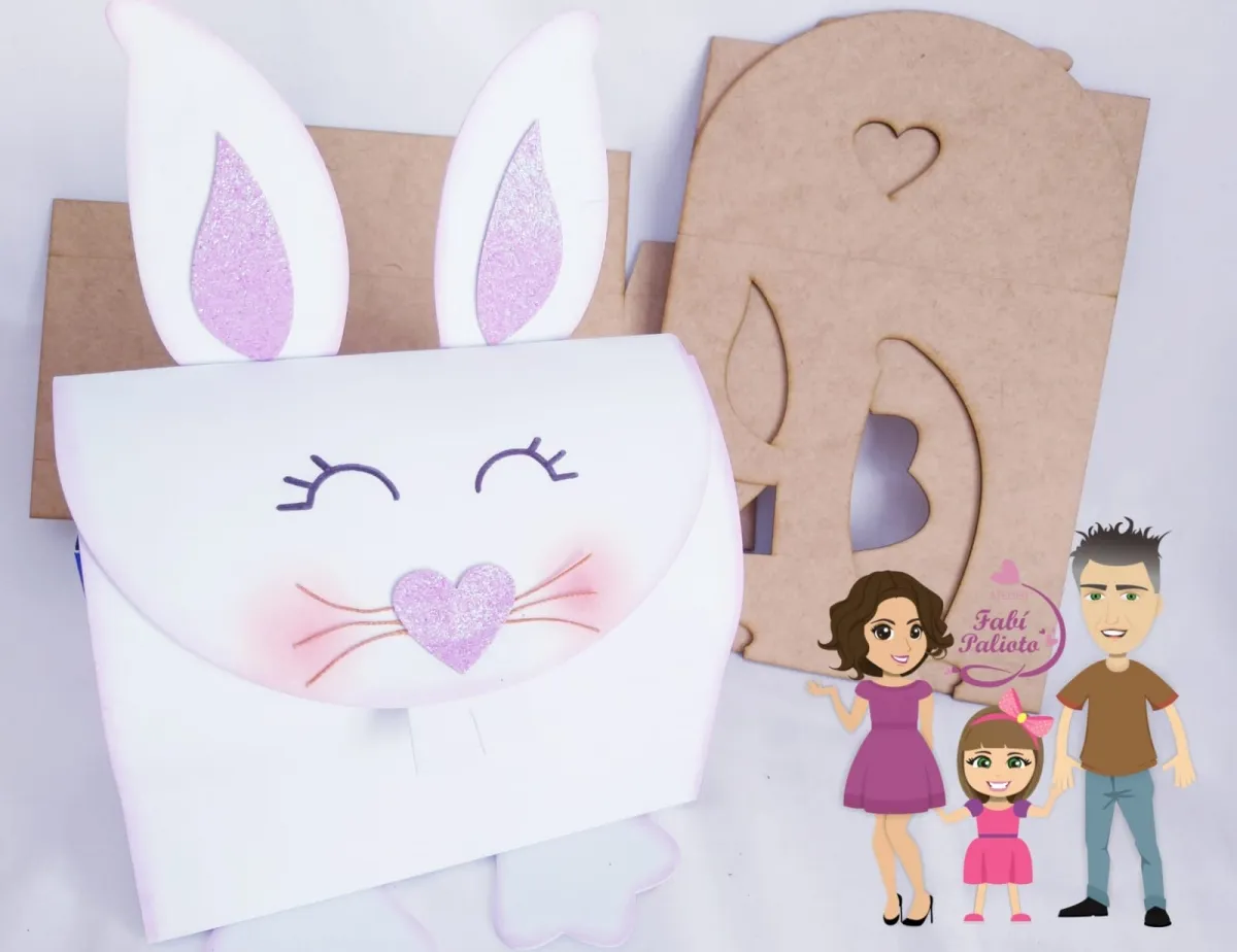 G1.247  Gabarito de Moldes  em MDF Caixa Coelho Grande