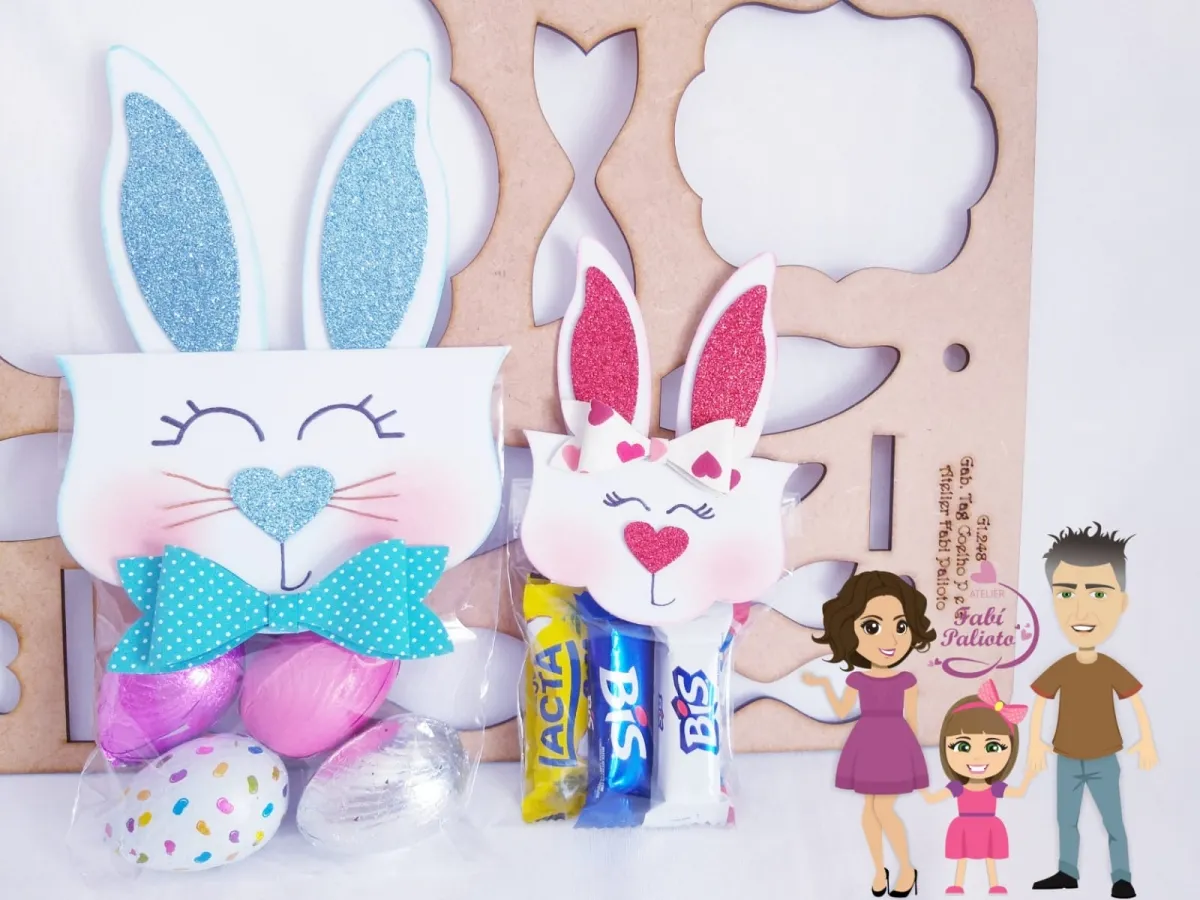 G1.248  Gabarito de Moldes  em MDF Tag Coelho P e G Imagem