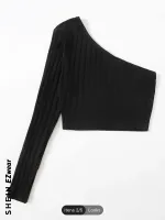 Top cropped de um ombro e manga  - Foto 2