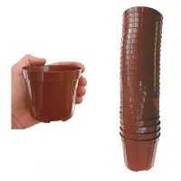 100 Vasos Redondo Pote 9 - Marrom - Foto 5