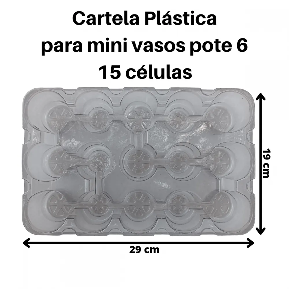 10 Cartelas Plásticas Suporte Para Mini Vasos Pote 6 De Suculentas Imagem