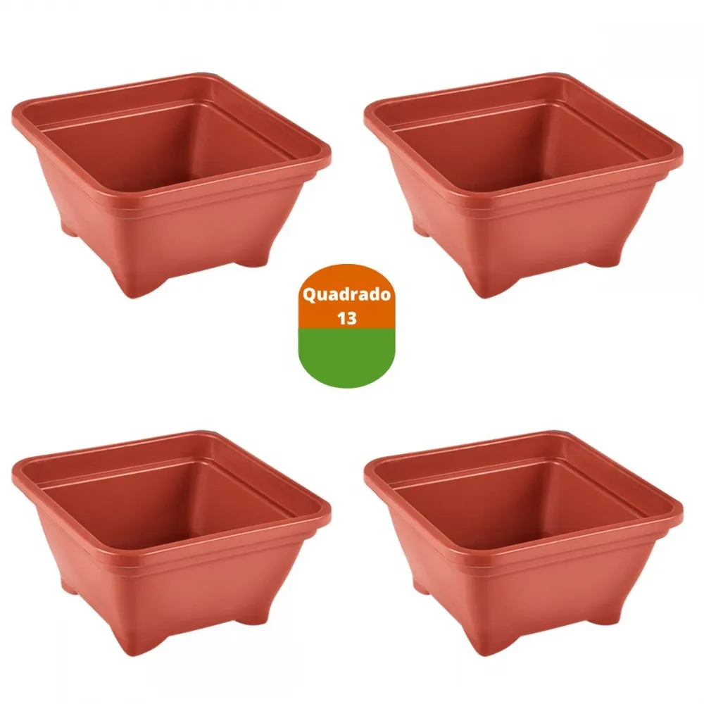 15  Vasos Quadrado 13 x 13 - Marrom  Imagem