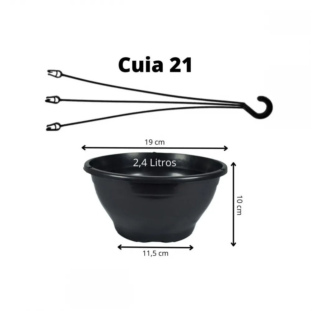 Kit: 50 Vasos Cuia 21 e 50 Alças - Preto Imagem