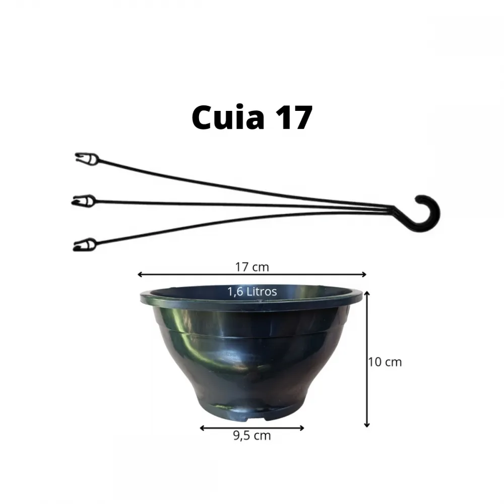 Kit: 100 Vasos Cuia 17 e 100 Alças - Preto