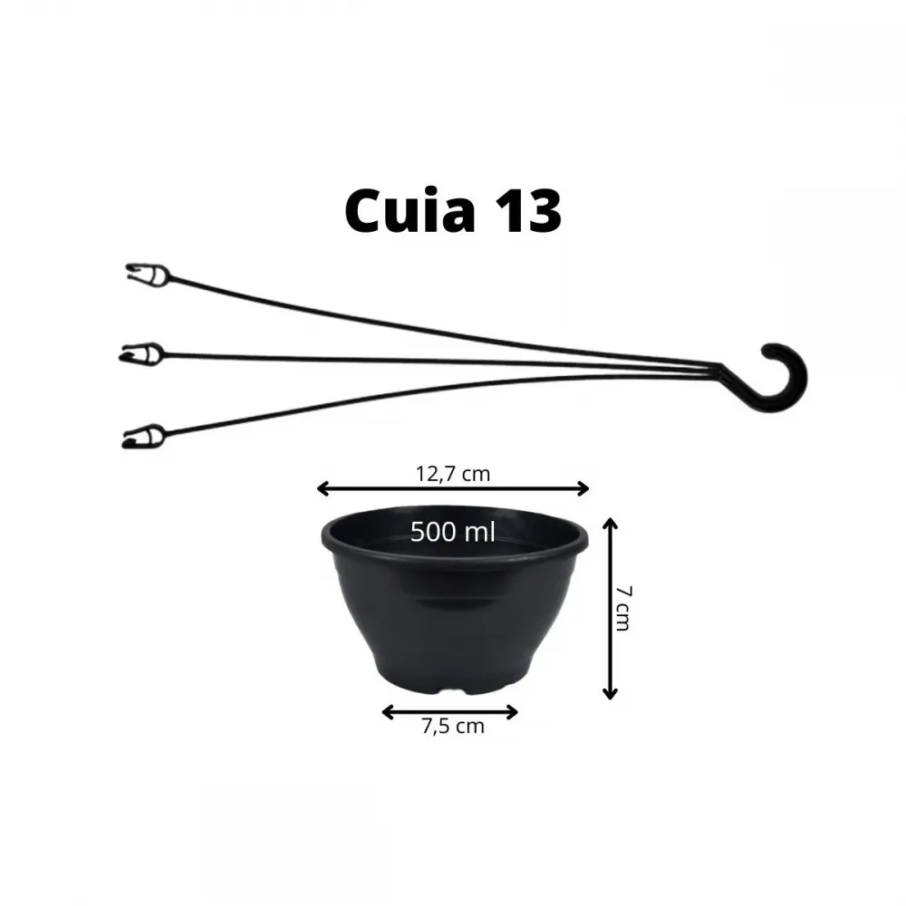 Kit: 50 Vasos Cuia 13 e 50 Alças - Preto