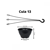 Kit: 50 Vasos Cuia 13 e 50 Alças - Preto