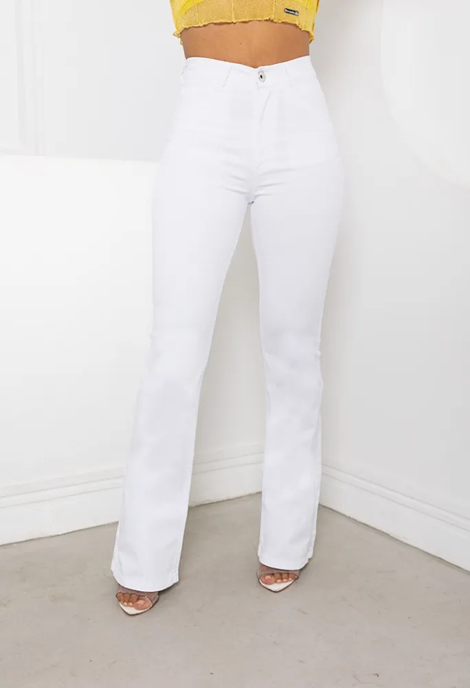 Calca Jeans Flare Branca