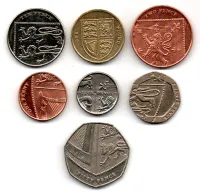 Série Moedas Escudo Britânico - 7 moedas