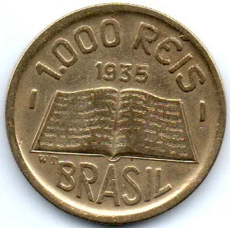 1935 - 1000 Réis - Módulo Maior - Anchieta - Moeda Brasil Imagem