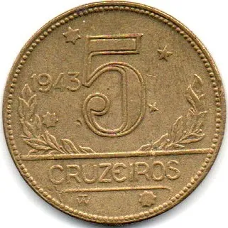 1943 - 5 Cruzeiros - Moeda Brasil