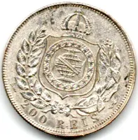 1868 - 200 Réis - Prata .835 - Aprox. 2,5g - 20mm - Moeda Brasil Império - Foto 2