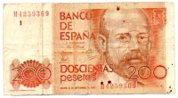 Espanha - 200 Pesetas - Cédula Estrangeira - BC