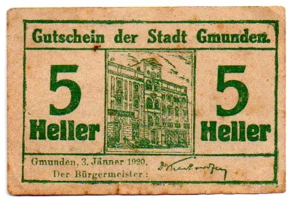Áustria - Notgeld - 5 Heller - Cédula Estrangeira