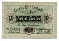 Áustria - Notgeld - 10 Heller - 60mm x 40mm - Cédula Estrangeira