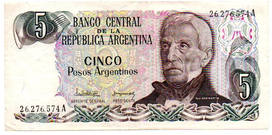 Argentina - 5 Pesos - Cédula Estrangeira - MBC/SOB