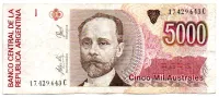 Argentina - 5000 Australes - Cédula Estrangeira - MBC