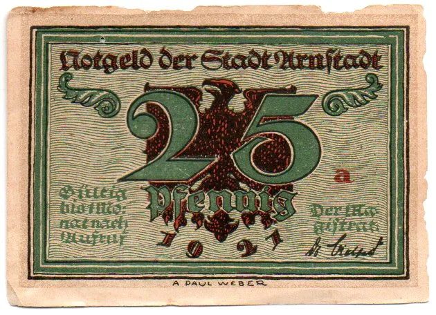 Alemanha - Notgeld - 25 Pfennig - Cédula Estrangeira - UTG