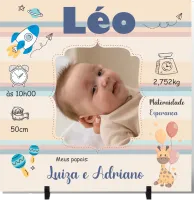 Quadro em Cerâmica  Personalizado Nascimento de Bebê - Menino