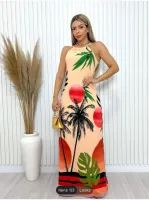 Vestido longo estampa coqueiro - Foto 3