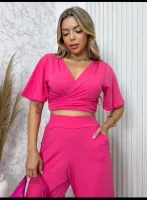 Conjunto cropped manga e calca  - Foto 2