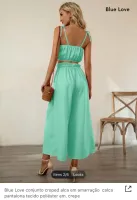 Conjunto cropped alça em amarração e calça pantalona - Foto 2