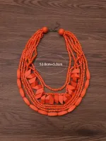 Colar em camadas Decoração geométrica com contas - Foto 2