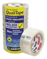 Fita Adesiva PP 48mmx100mt Qualitape Transparente Torre com 4 Rolos