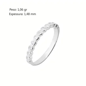 Meia Aliança Prata Zircônias Cristal - Foto 2