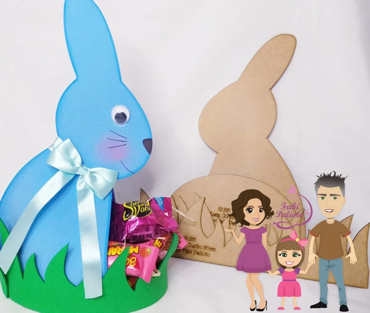 G1.251  Gabarito de Moldes em MDF Cesta  Coelho 30cm Imagem