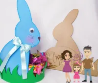 G1.251  Gabarito de Moldes em MDF Cesta  Coelho 30cm