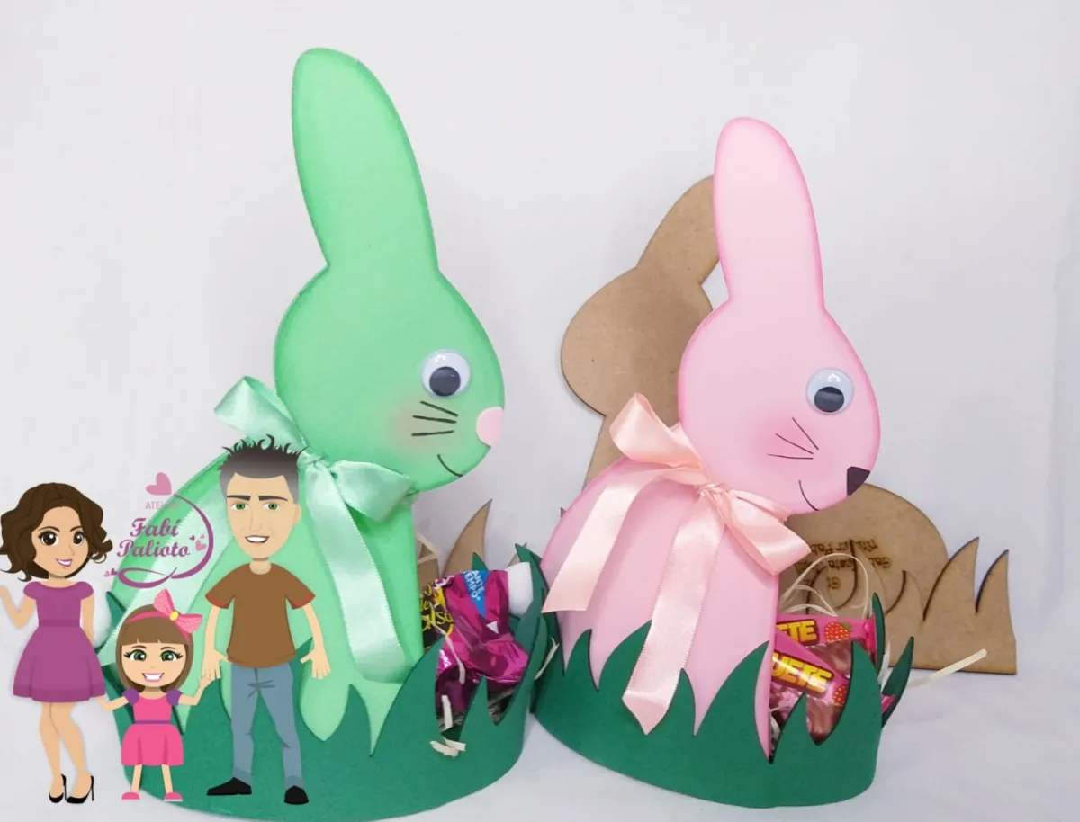 G1.252  Gabarito de Moldes em MDF Cesta  Coelho 22cm