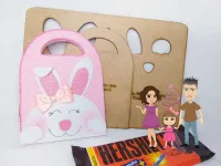 G1.253  Gabarito de Moldes em MDF Sacola  Coelho 18cm