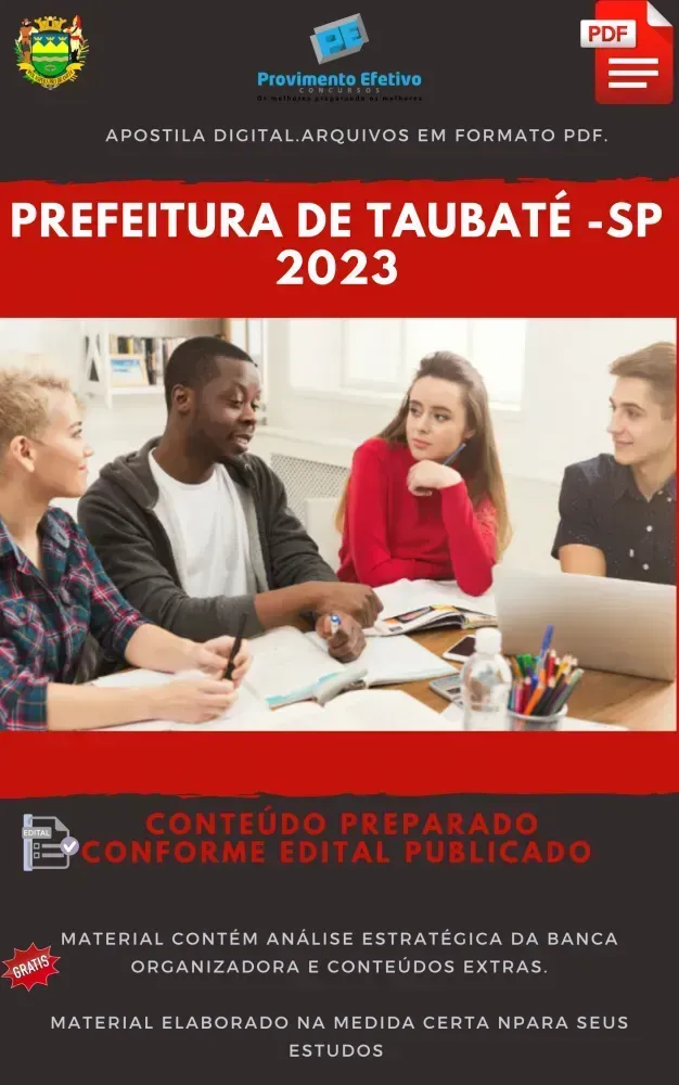 Apostila Prefeitura Taubaté SP Engenheiro Civil 2023 Imagem