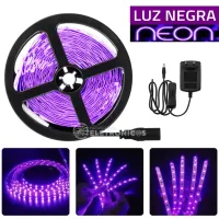 Fita LED 5050 ROXO UV NEGRA 12v rolo 5 metros 12v (com silicone) - Foto 3