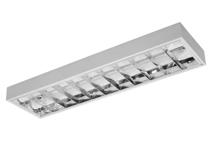 Luminaria Soprepor Com aleta cromada Louver 2X32/40W Imagem