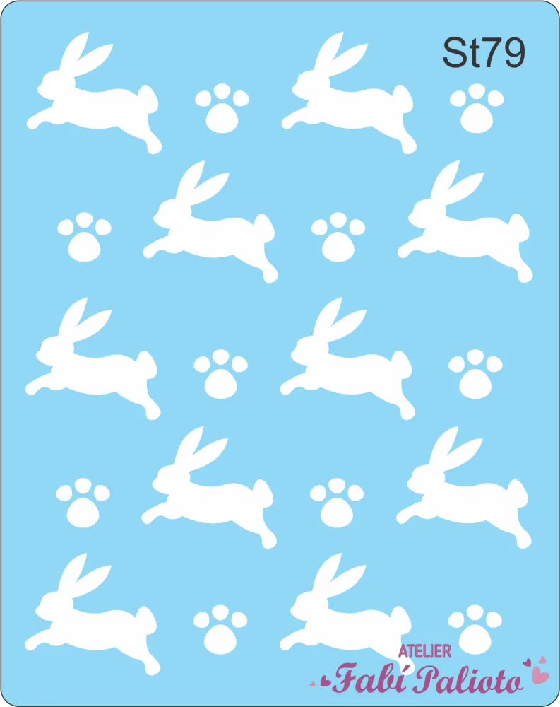 ST79 Stencil   Coelho com patinha Imagem