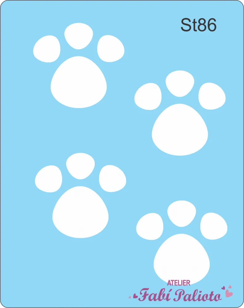 ST86 Stencil   Patinhas Grandes de Coelho Imagem