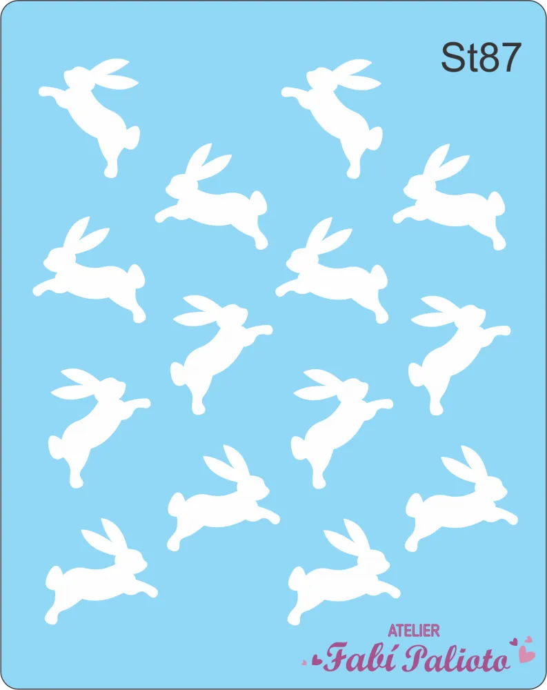 ST87 Stencil   Mini Coelhos Saltitantes Imagem