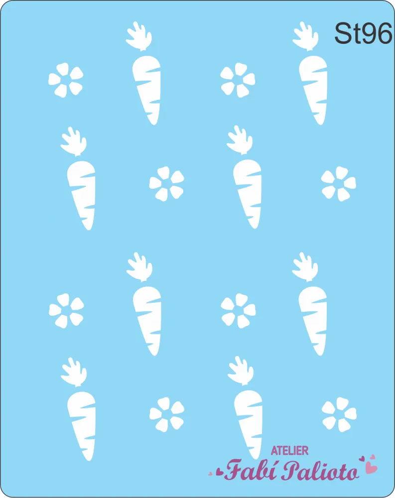 ST96 Stencil  Cenouras e flores